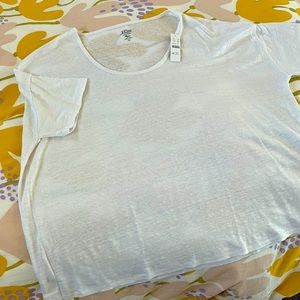 Jcrew White Linen Tee